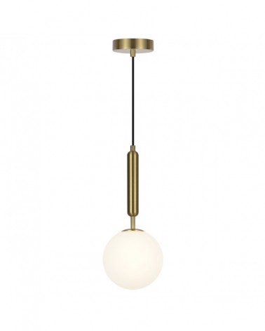 Minimalist pendant lamp with glass sphere 1x30W G9 brass finish