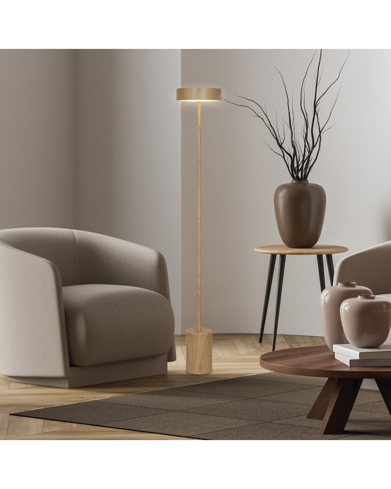 Elegant LED floor lamp 12W wood finish 1000Lm 4000K