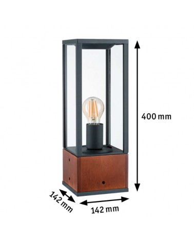Black and wood outdoor beacon IP44 E27 max 60W