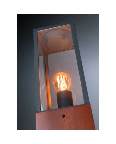 Black and wood outdoor beacon IP44 E27 max 60W