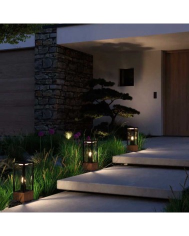 Black and wood outdoor beacon IP44 E27 max 60W