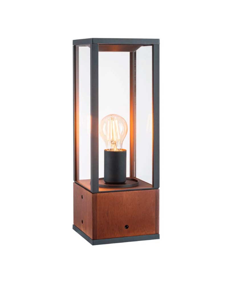 Black and wood outdoor beacon IP44 E27 max 60W