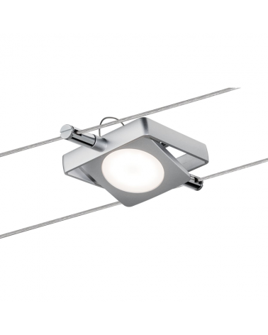 Square frame matt chrome cable system LED 4x4W 230 / 12V DC