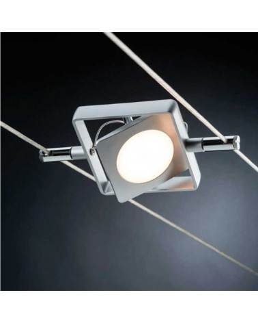 Square frame matt chrome cable system LED 4x4W 230 / 12V DC