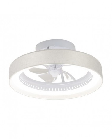 40W Ø50cm Ceiling Fan LED Ceiling Light CCT Remote Control Adjustable Light Temperature White Fabric Finish