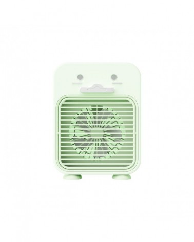 Mini portable 3W fan, humidifier mode, rechargeable battery, adjustable position and speed, mint green finish