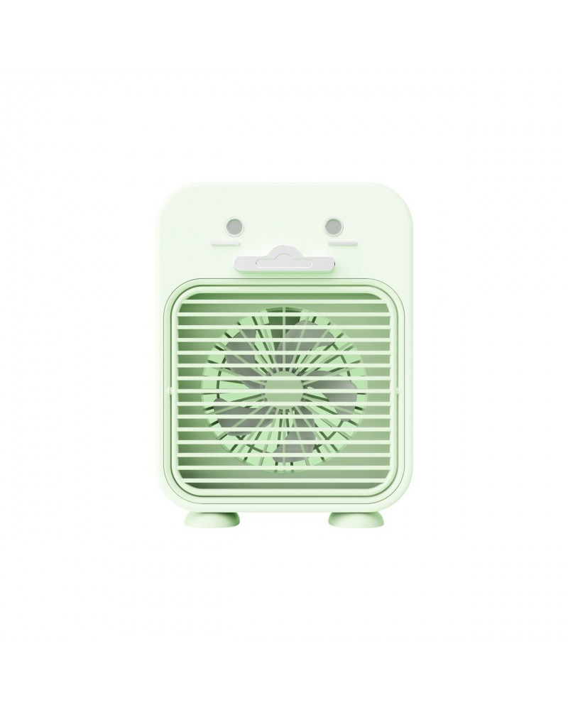 Mini ventilador portátil 3W modo humificador batería recargable posición y velocidad regulables acabado verde menta