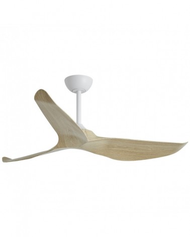 Ventilador de techo sin luz 40W Ø132cm Minimalista motor DC regulable acabado blanco y madera clara