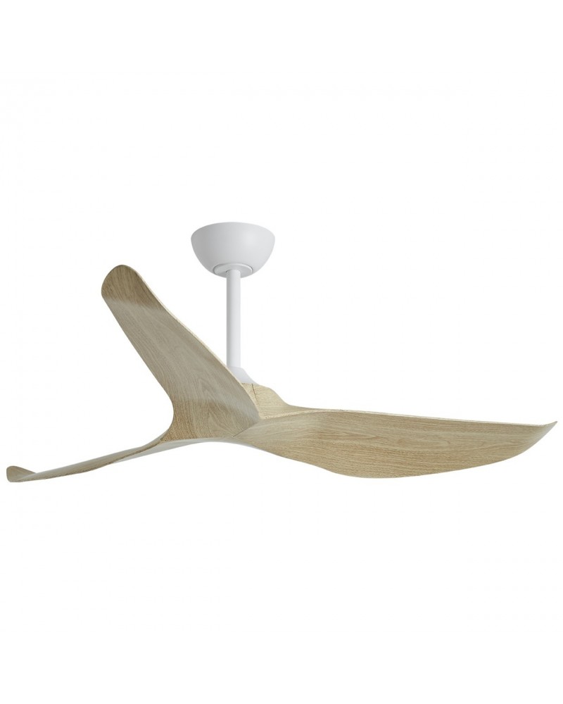 Ventilador de techo sin luz 40W Ø132cm Minimalista motor DC regulable acabado blanco y madera clara