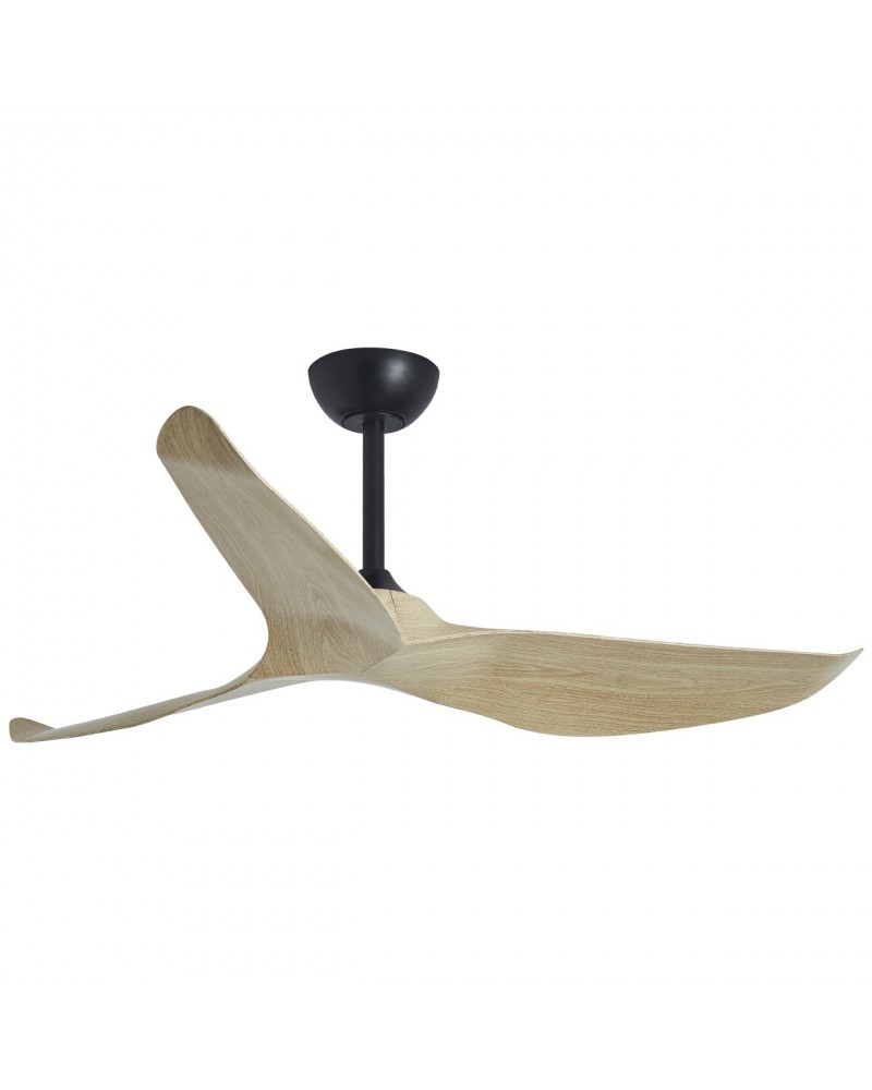 Ventilador de techo sin luz 40W Ø132cm Minimalista motor DC regulable acabado negro y madera clara