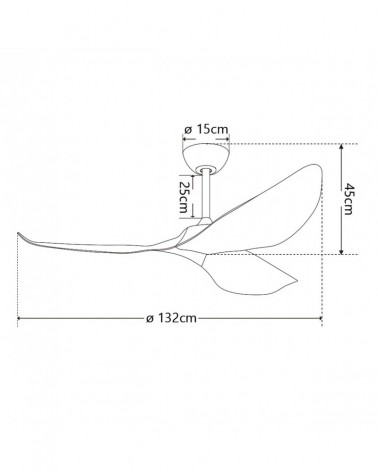 Ceiling fan without light 40W Ø132cm Minimalist DC motor adjustable black and light wood finish