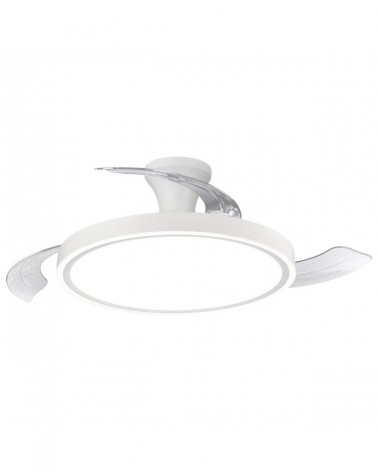 30W ceiling fan with retractable blades and 33W 4939Lm CCT LED, remote control, white