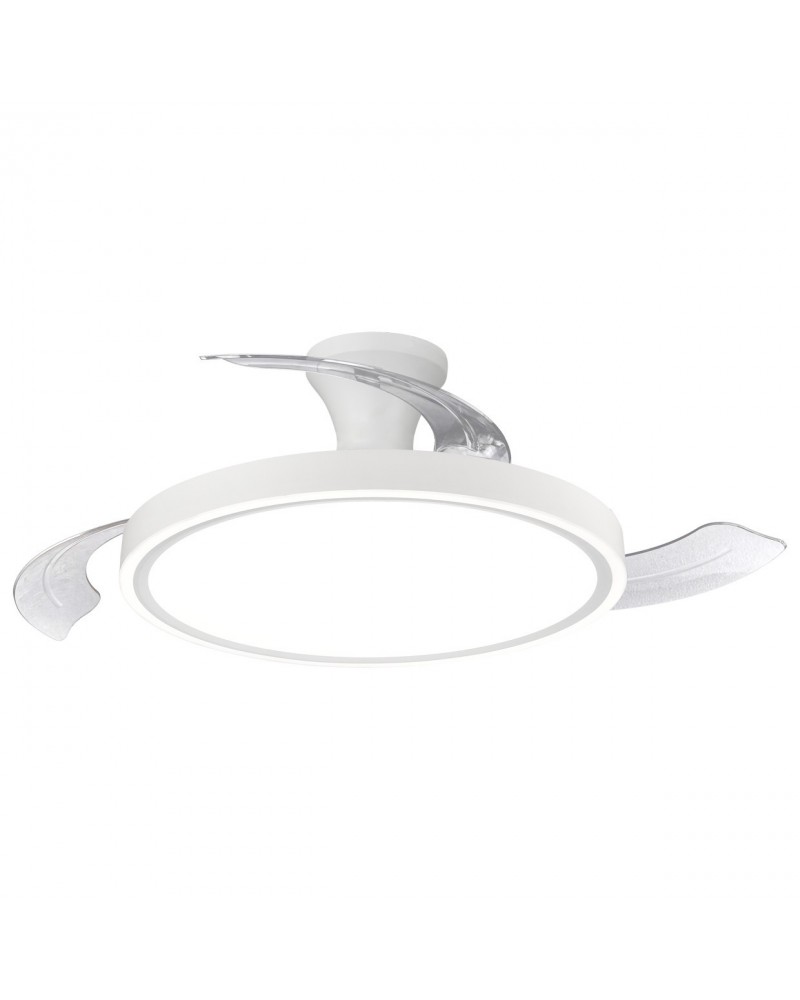 Ventilador de techo 30W con aspas retráctiles y LED 33W 4939Lm CCT mando a distancia color blanco