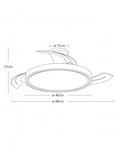 30W ceiling fan with retractable blades and 33W 4939Lm CCT LED, remote control, white