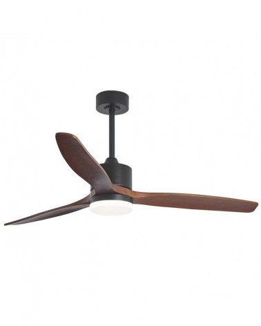 Ceiling fan 40W Ø132cm LED light 20W 2437Lm DC motor DIMMABLE black metal and dark wood finish