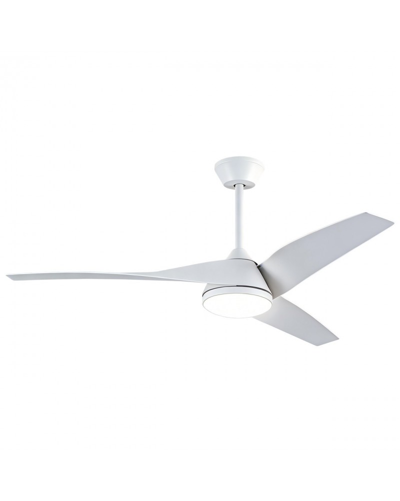 Ventilador de techo líneas ligeras y elegantes 30W Ø132cm motor DC y LED 18W acabado blanco