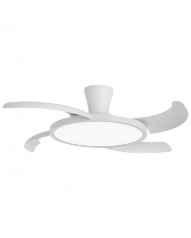 30W ceiling fan with retractable blades, 36W 8060Lm dimmable LED ceiling light, white finish