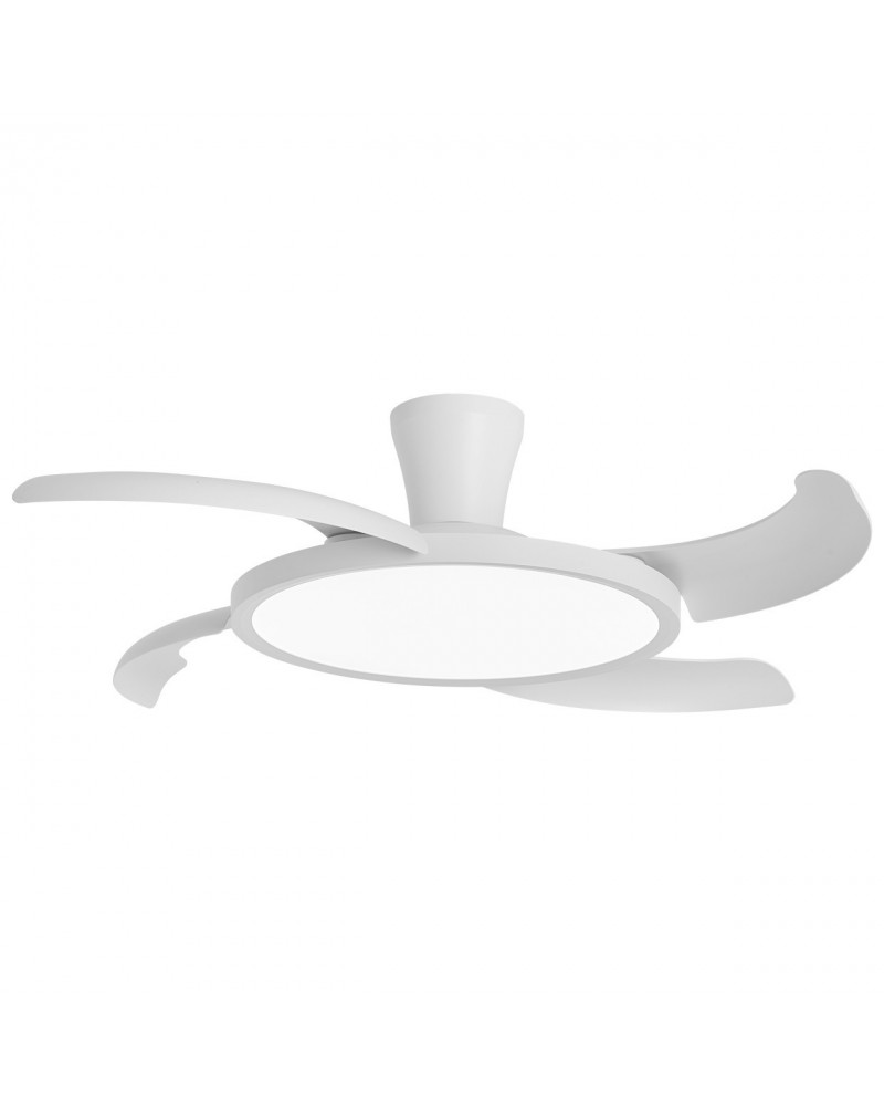 30W ceiling fan with retractable blades, 36W 8060Lm dimmable LED ceiling light, white finish