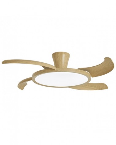 Ventilador de techo 30W PALAS RETRÁCTILES plafón LED 36W 8060Lm REGULABLE acabado madera