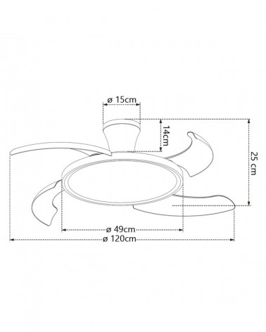 30W ceiling fan with retractable blades, 36W 8060Lm dimmable LED ceiling light, wood finish
