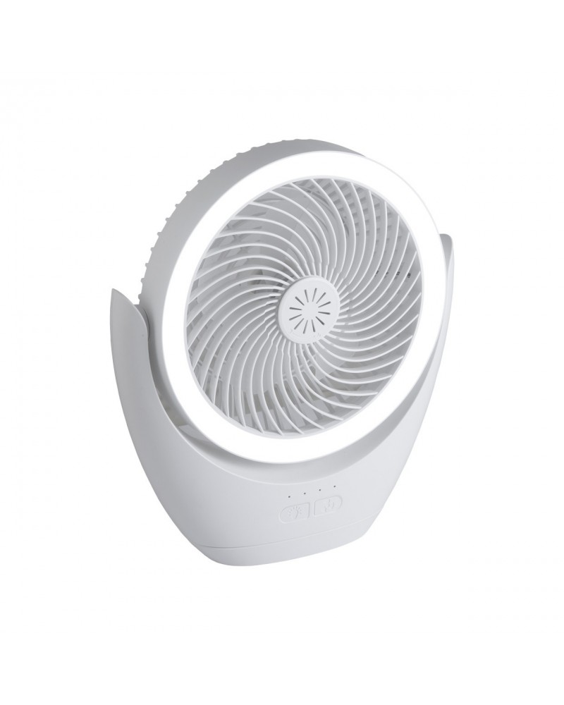 4W Portable Fan with Hanging Hook, 3W LED and Rechargeable Battery, 200Lm 6000K, 3 Speeds