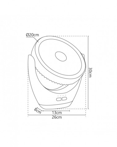 Ventilador portátil 4W con gancho para colgar LED 3W y batería recargable 200Lm 6000K 3 velocidades