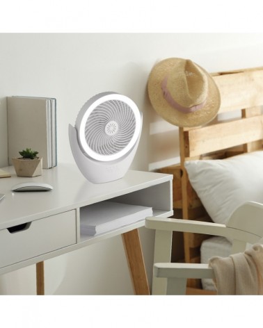 4W Portable Fan with Hanging Hook, 3W LED and Rechargeable Battery, 200Lm 6000K, 3 Speeds