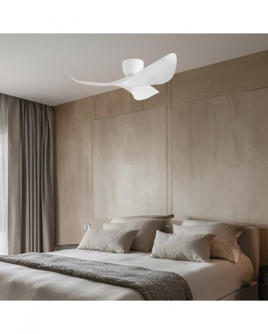 Stylish ceiling fan, 30W, Ø97cm, DC motor, adjustable, without light, in white finish