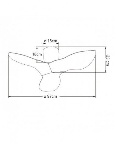 Stylish ceiling fan, 30W, Ø97cm, DC motor, adjustable, without light, in white finish