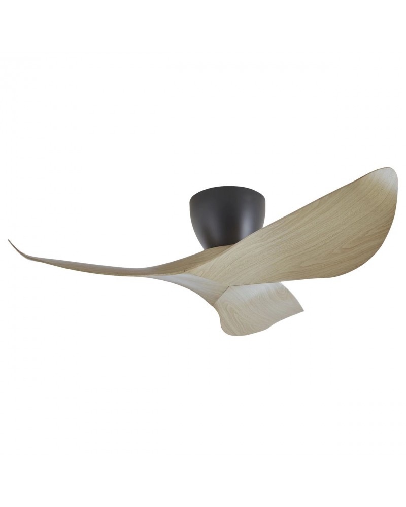 Stylish ceiling fan 30W Ø97cm DC motor adjustable without light in black and light wood finish