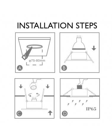 White IP65 Recessed GU10 Downlight Fitting 9cm Diameter