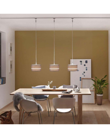 Brown fabric lampshade for DecoSystems track pendant lamp