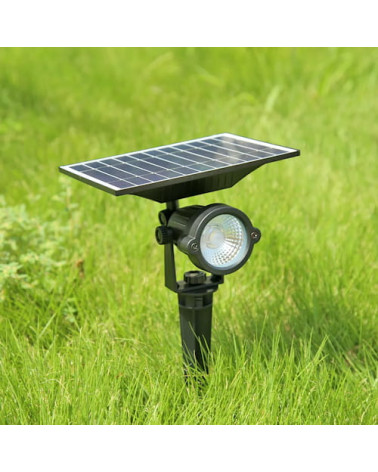 Outdoor spike with black LED solar panel 3000K 5W IP65