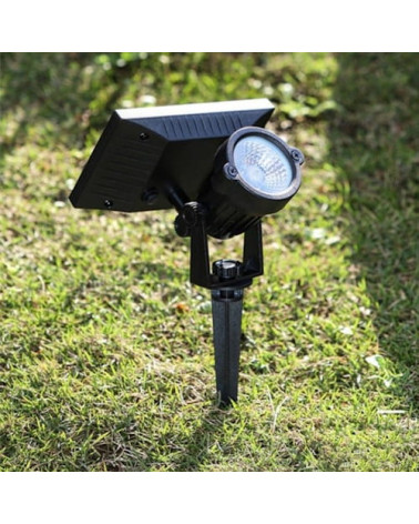 Outdoor spike with black LED solar panel 3000K 5W IP65