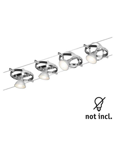 Cable system kit with chrome circles with 4 spotlights max. 10W GU5.3