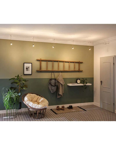 Cable system kit with 3 LED spotlights max. 3x5W GU5.3 chrome finish, transformer included