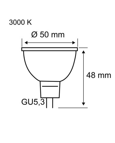 Dicroica LED 6W GU5.3 Dimable en 3 pasos, luz cálida 3000K, Ø50mm