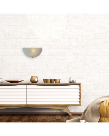 Aplique de pared 12cm semicircular de cristal esmerilado E27 60W max.