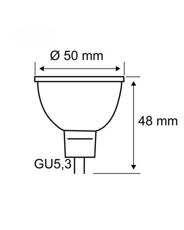 Dicroica LED 6W GU5.3 Dimable en 3 pasos, luz cálida 3000K, Ø50mm