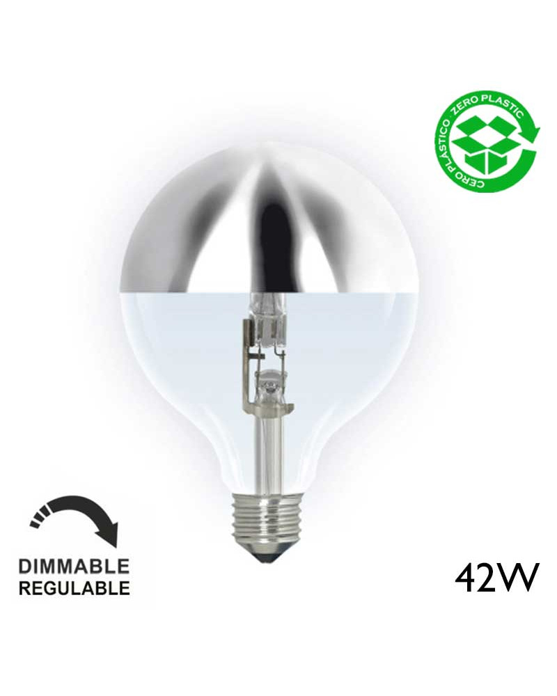 Dimmable globe bulb 125 mm. Halogen Grey Mirror Dome E27