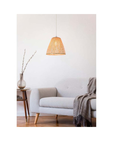 Ceiling lamp 55cm with braided bamboo shade E27 60W