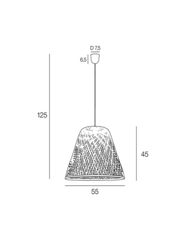 Ceiling lamp 55cm with braided bamboo shade E27 60W