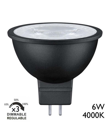 Dicroica LED 6W GU5.3 Dimable en 3 pasos, luz blanca 4000K, Ø50mm