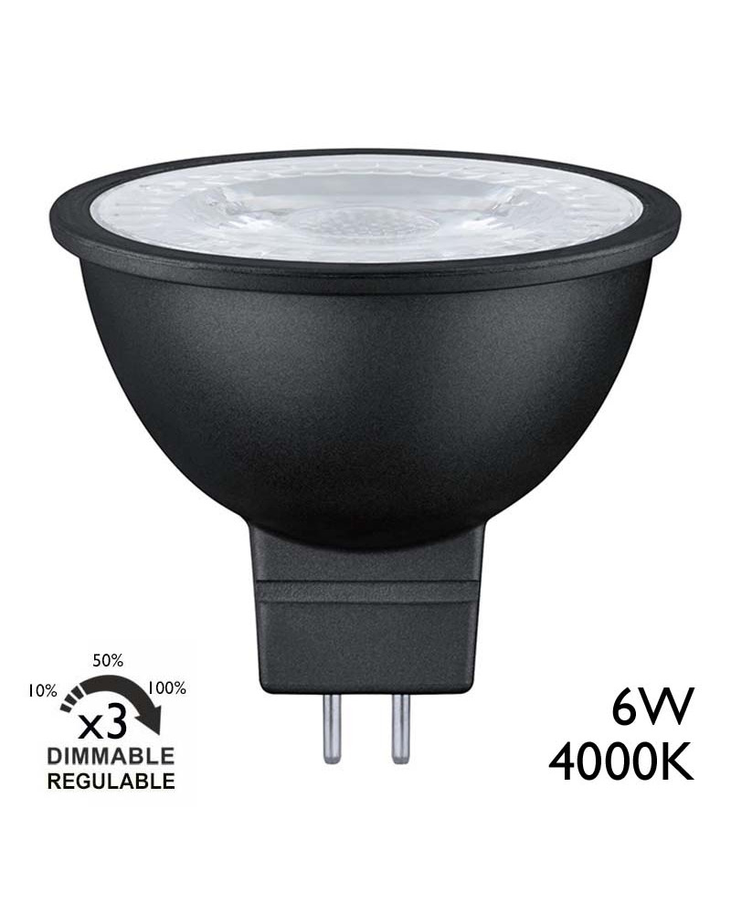 Dicroica LED 6W GU5.3 Dimable en 3 pasos, luz blanca 4000K, Ø50mm