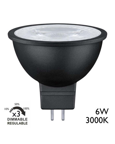 Dicroica LED 6W GU5.3 Dimable en 3 pasos, luz cálida 3000K, Ø50mm