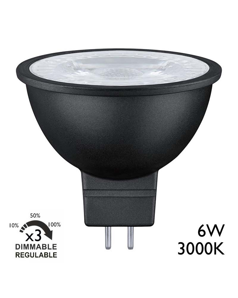 Dicroica LED 6W GU5.3 Dimable en 3 pasos, luz cálida 3000K, Ø50mm