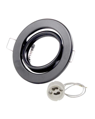 Aro ojo de buey downlight redondo empotrable acero 9,5 cm. GU10 blanco mate, negro y niquel