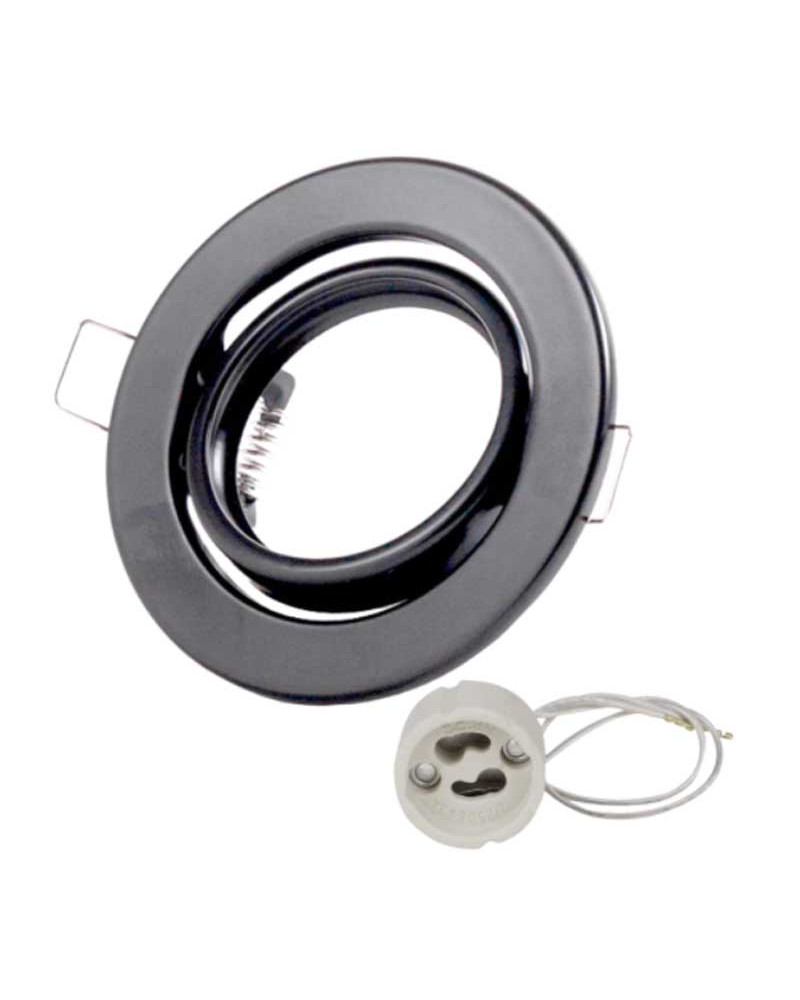 Aro ojo de buey downlight redondo empotrable acero 9,5 cm. GU10 blanco mate, negro y niquel