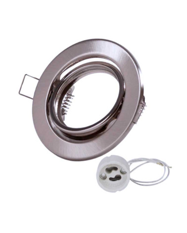 Aro ojo de buey downlight redondo empotrable acero 9,5 cm. GU10 blanco mate, negro y niquel