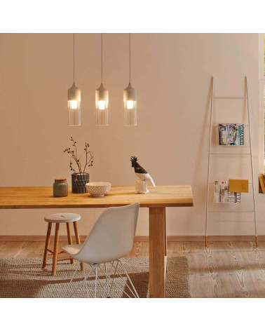 Pendant lamp in black metal and crystal 3x20W E27